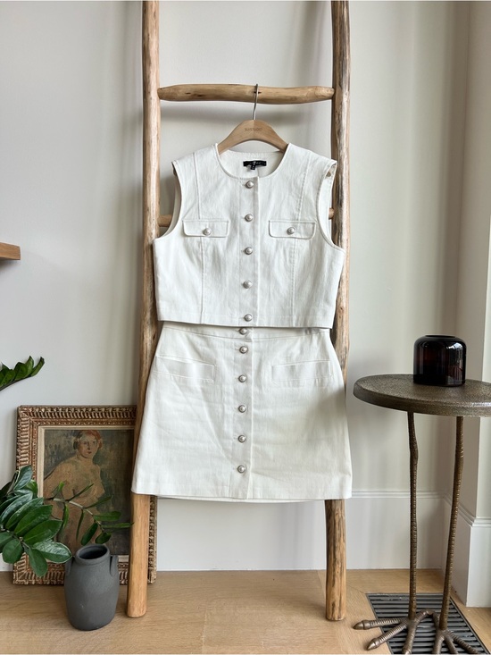 7 For All Mankind Dresses & Skirts - 7 for All Mankind White Button-Front Sleeveless Two-Piece Skirt Set